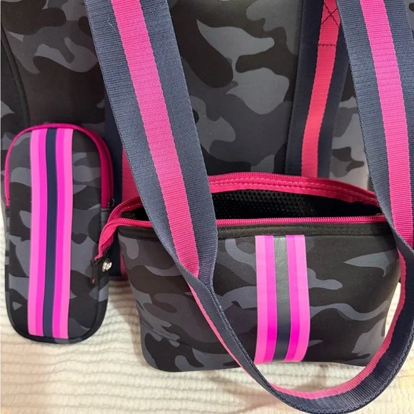 Haute Shore Billie Epic Tennis Camouflage Bag Set with Pink Stripes - Picture 4 of 7